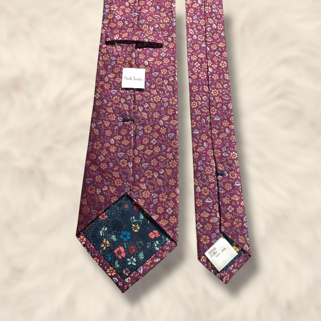 【未使用級✨】現行品 ポールスミス 花柄 ボタニカル柄 赤紫 橙水灰 ジャガード