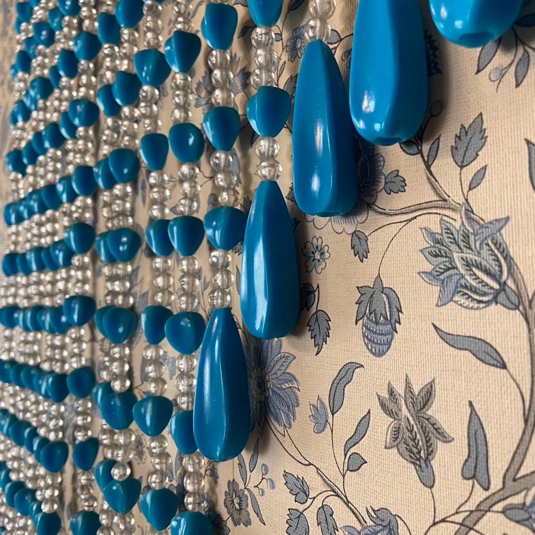 昭和レトロ　ビーズのれん　当時物　レトロポップ　ブルー