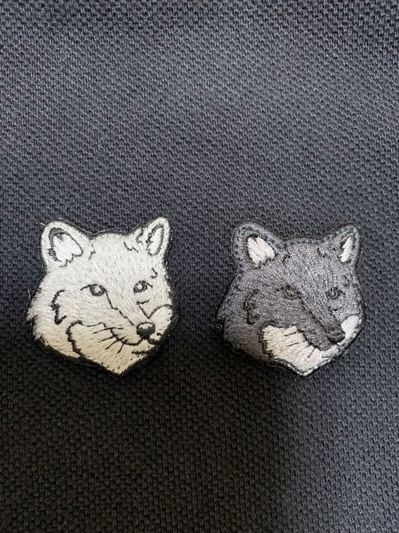 メゾンキツネ ポロシャツ ダブルフォックス L 黒 MAISON KITSUNE