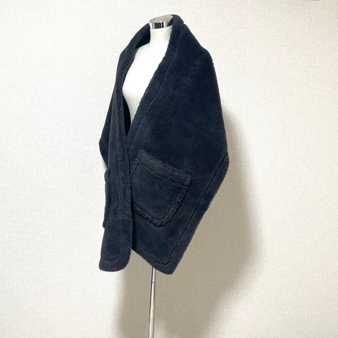 【美品】HAUNT/ハウント　ボア ストール　大判　羽織り　ポケット付き　ロング