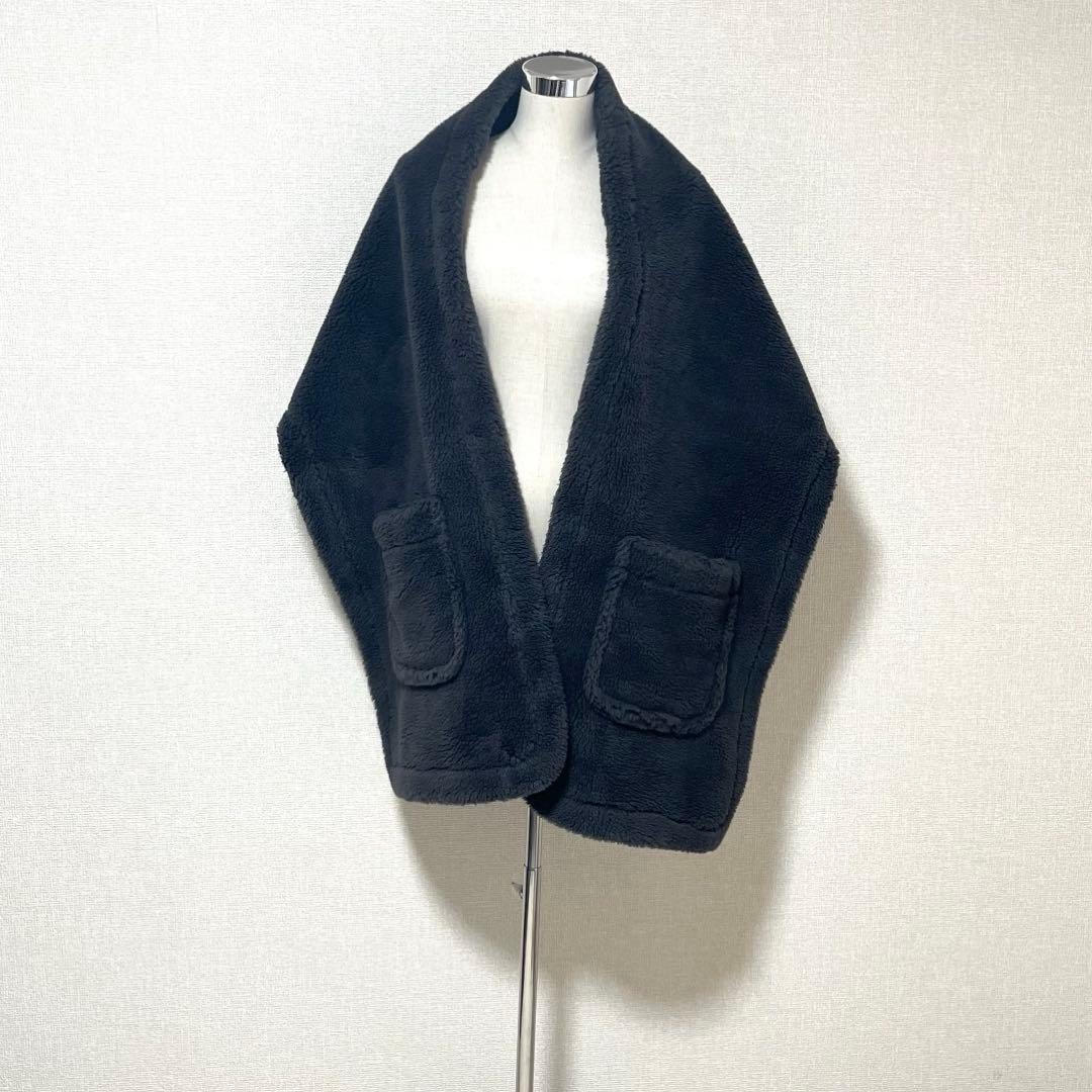 【美品】HAUNT/ハウント　ボア ストール　大判　羽織り　ポケット付き　ロング