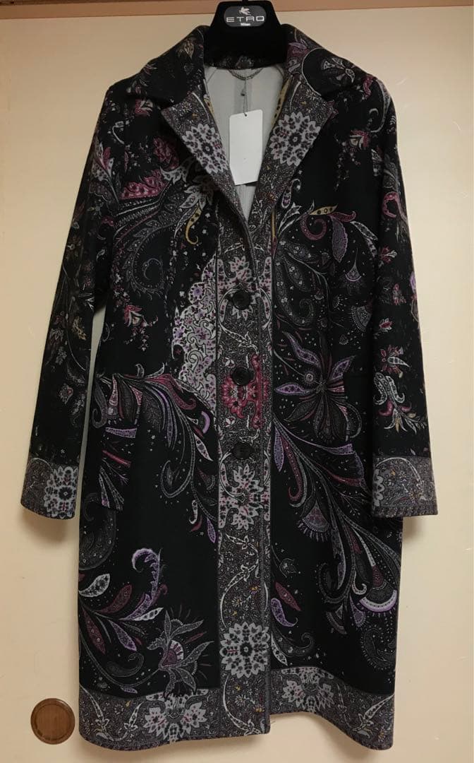 最終88% オフ！破格　新品　エトロ　上品　ペイズリー柄 チェスターコート　M