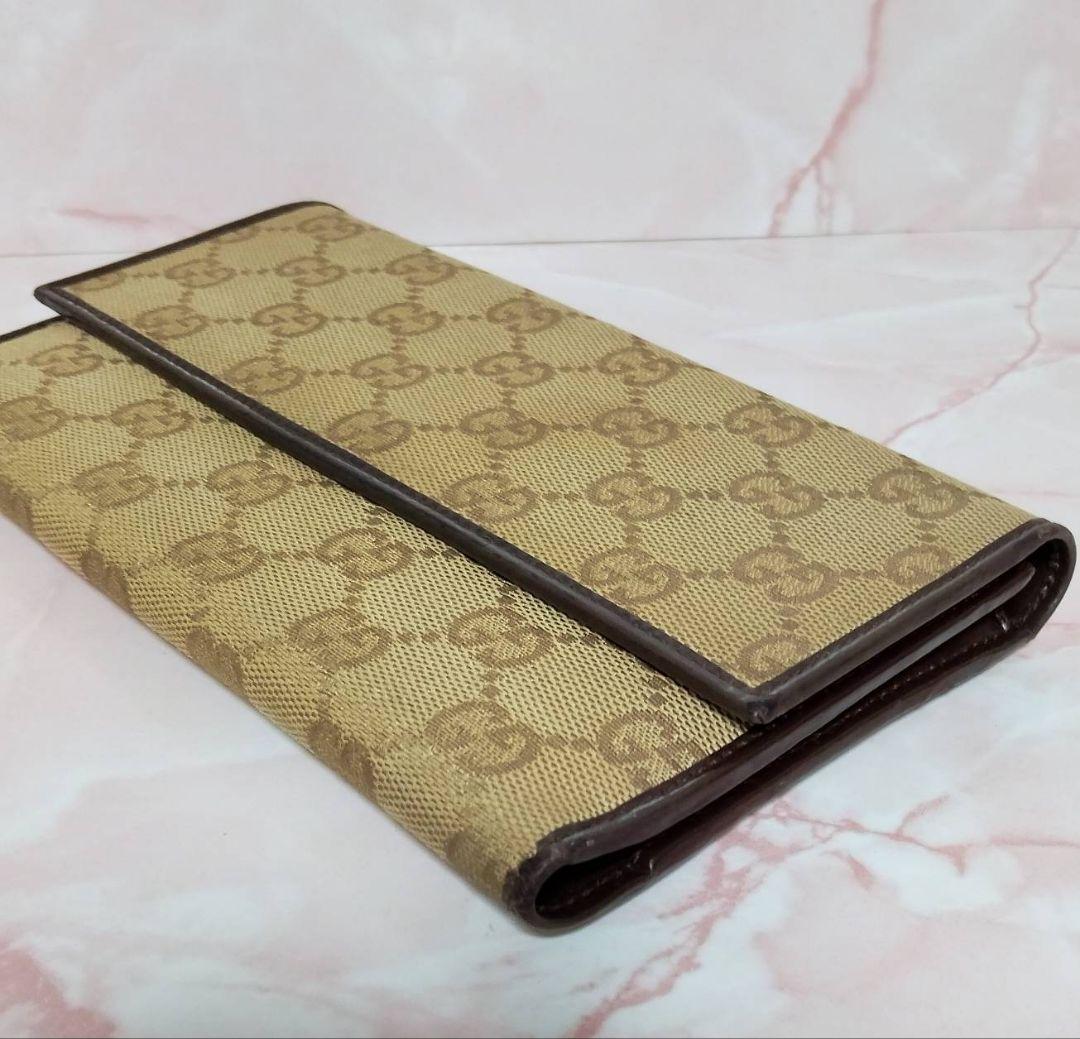 GUCCI グッチ 長財布 GGキャンバス ロングウォレット ベージュ系