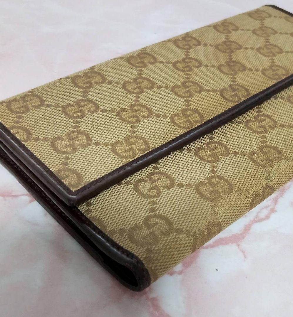 GUCCI グッチ 長財布 GGキャンバス ロングウォレット ベージュ系