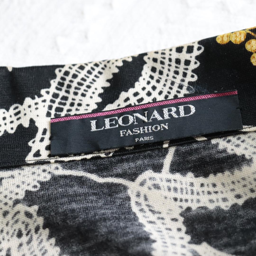 高級！レオナール　ドレスシャツ　宝石　ジュエルデザイン　フラワーチュニック