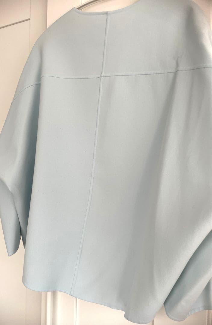 新品未使用ANAYIライトブルー フレアシルエット ポンチョ型ジャケット36