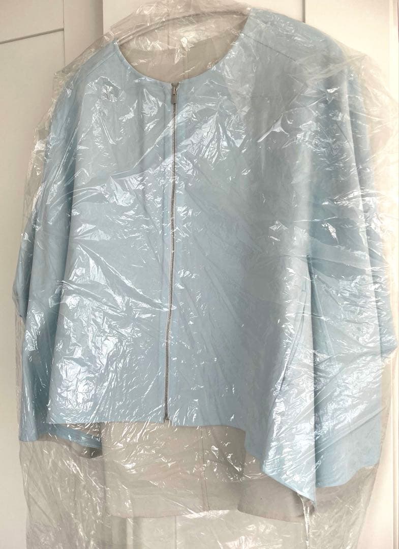 新品未使用ANAYIライトブルー フレアシルエット ポンチョ型ジャケット36