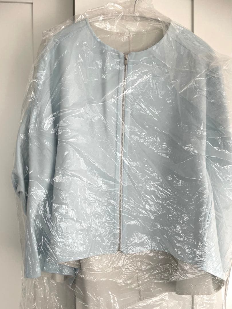 新品未使用ANAYIライトブルー フレアシルエット ポンチョ型ジャケット36