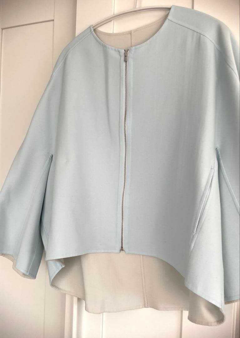 新品未使用ANAYIライトブルー フレアシルエット ポンチョ型ジャケット36