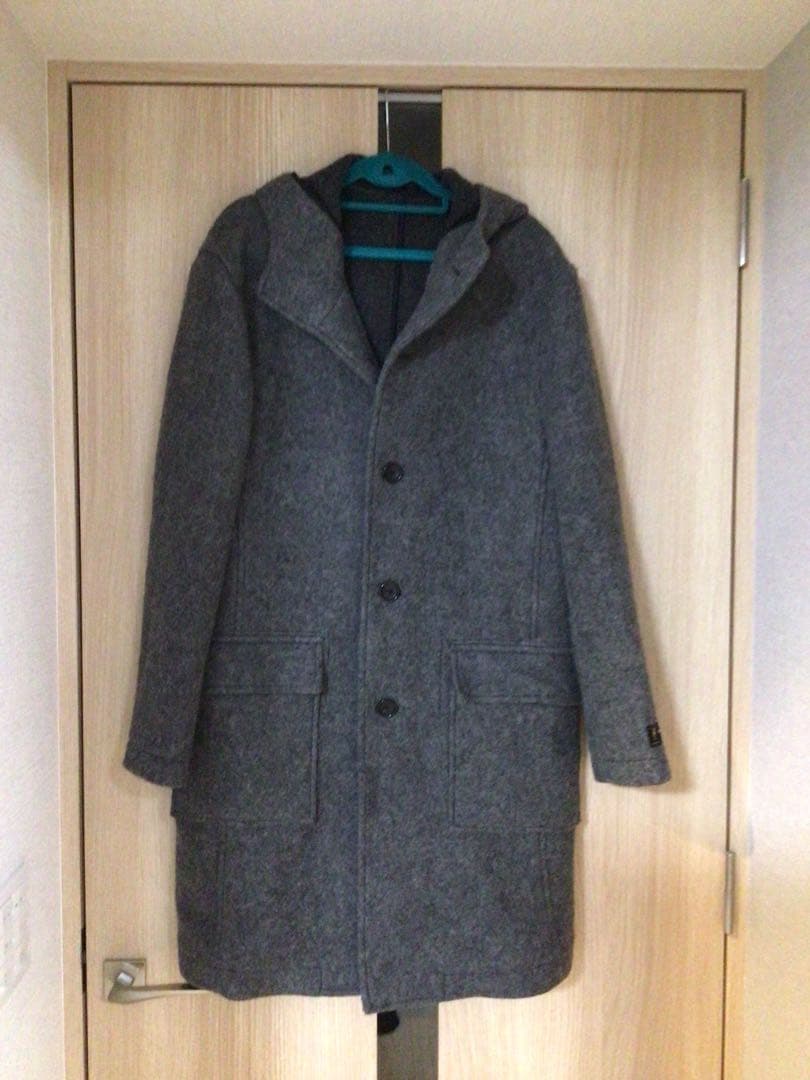 Premium Quality フード付きダッフルコート グレー