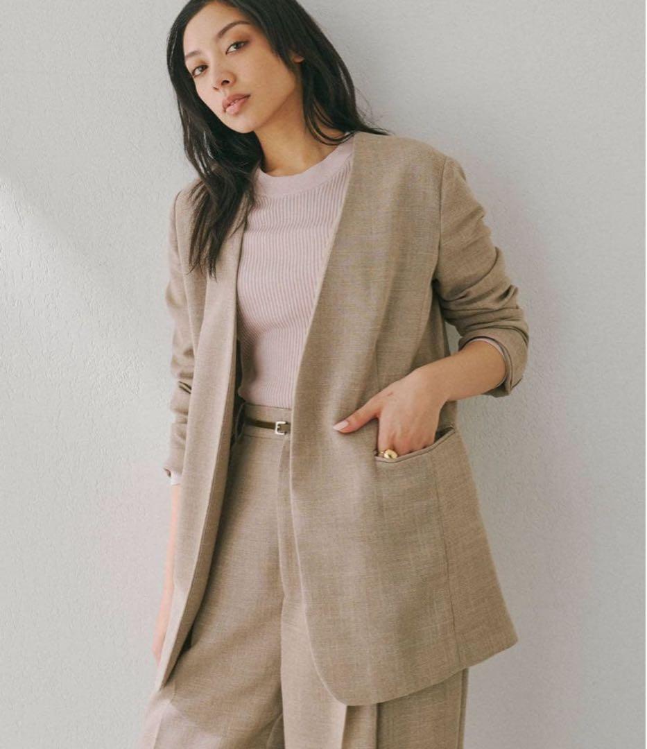 ウィムガゼット 美品 ジュートライクノーカラージャケット