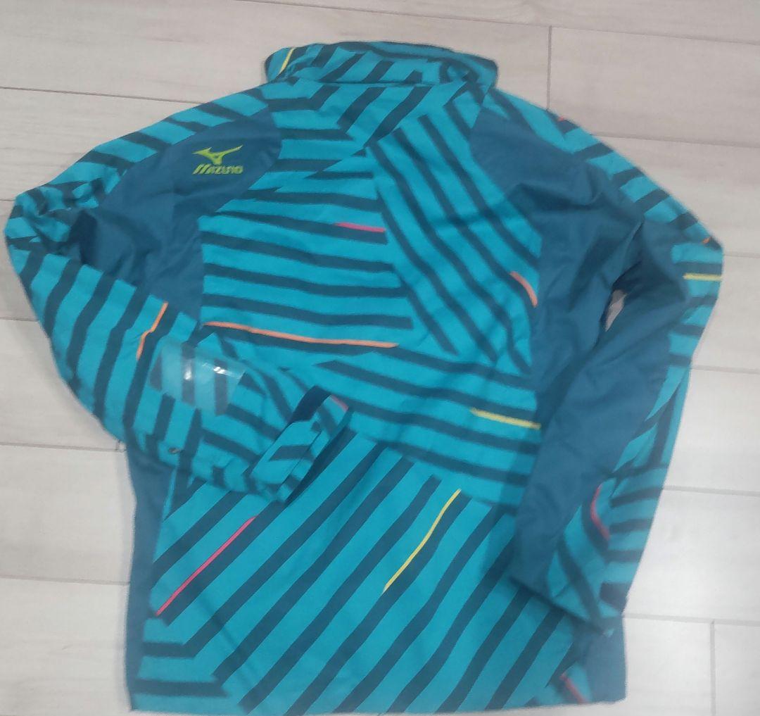 Mizuno スキーウェア Mサイズ 青緑ストライプ 上下セット