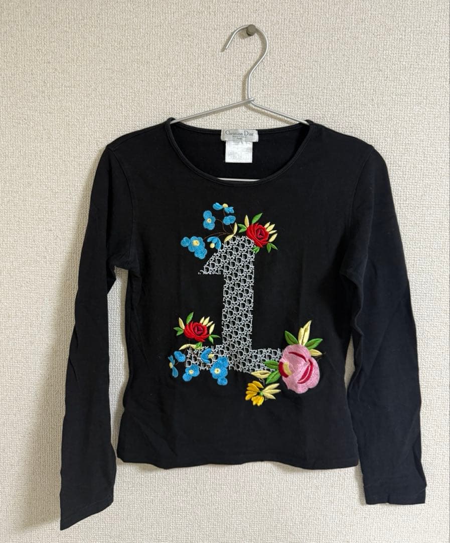 超希少　クリスチャンディオール　花柄刺繍長袖Tシャツ