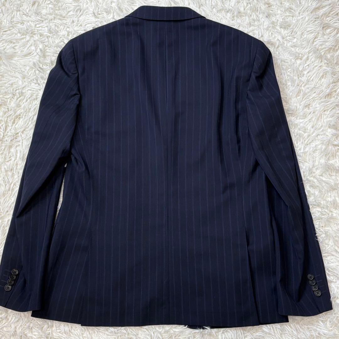 Paul Smith ポールスミス スーツ シルク混 ストライプ ネイビー XL