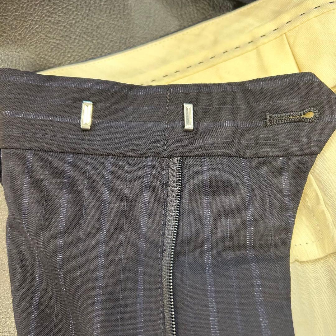 Paul Smith ポールスミス スーツ シルク混 ストライプ ネイビー XL