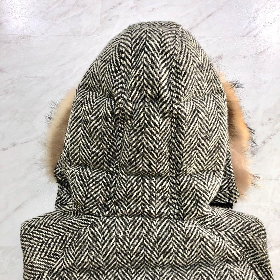 【極美品】 MONCLER ダウンベスト ファー ヘリンボーン 2WAY ロゴ