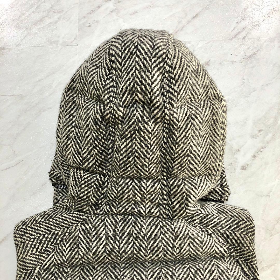 【極美品】 MONCLER ダウンベスト ファー ヘリンボーン 2WAY ロゴ