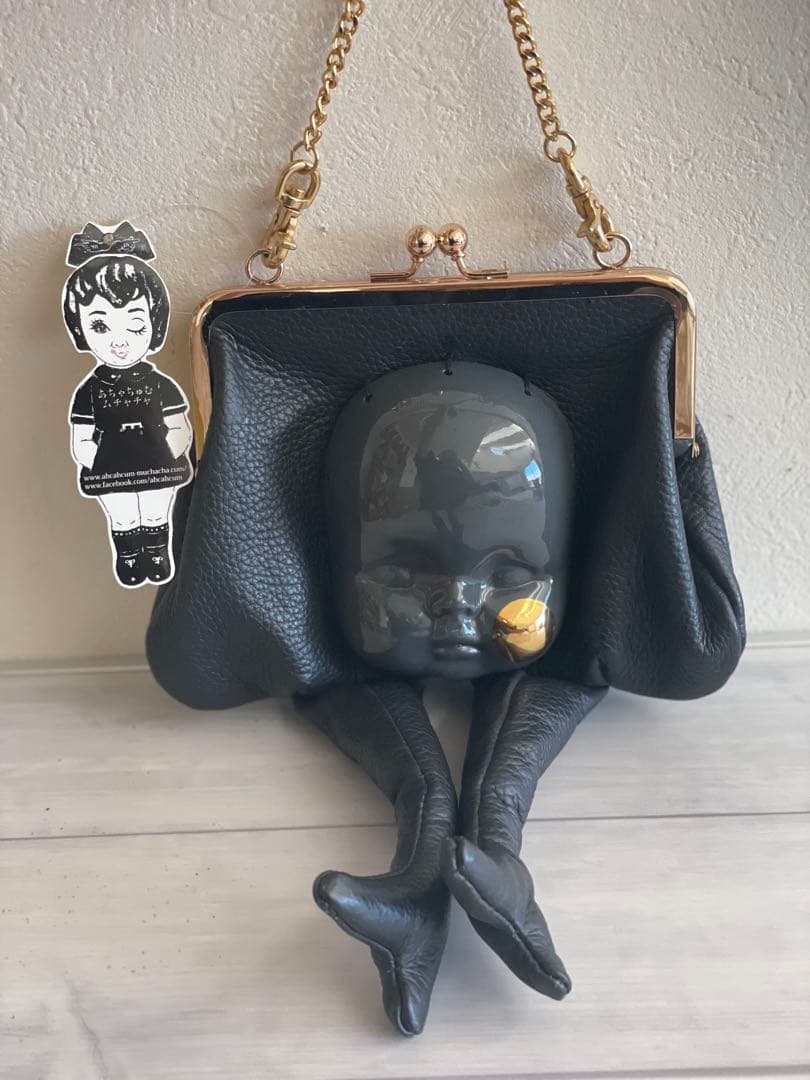 あちゃちゅむ✖️capi 陶器顔レザーバッグ　がま口　新品未使用　あちゃちゅむ