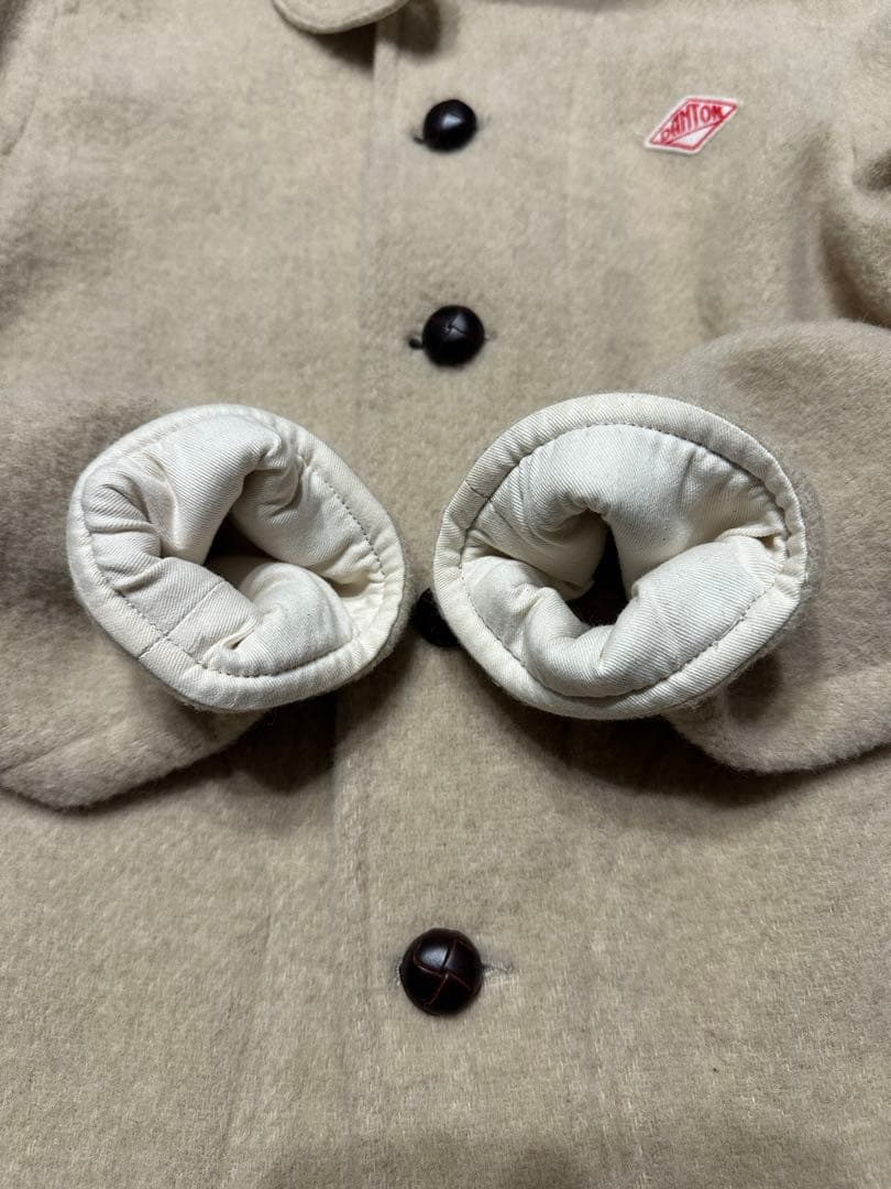 DANTON/ダントン　ウールラウンドカラージャケット　コート　38　ベージュ