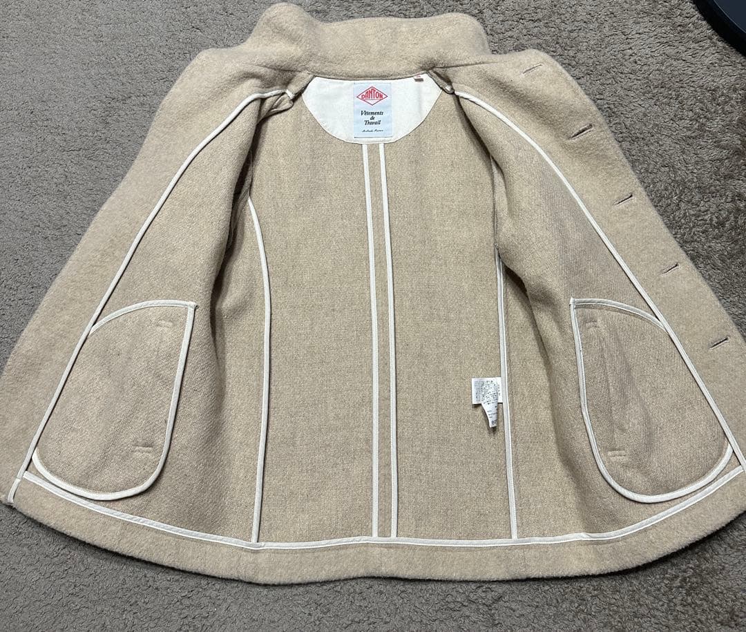 DANTON/ダントン　ウールラウンドカラージャケット　コート　38　ベージュ