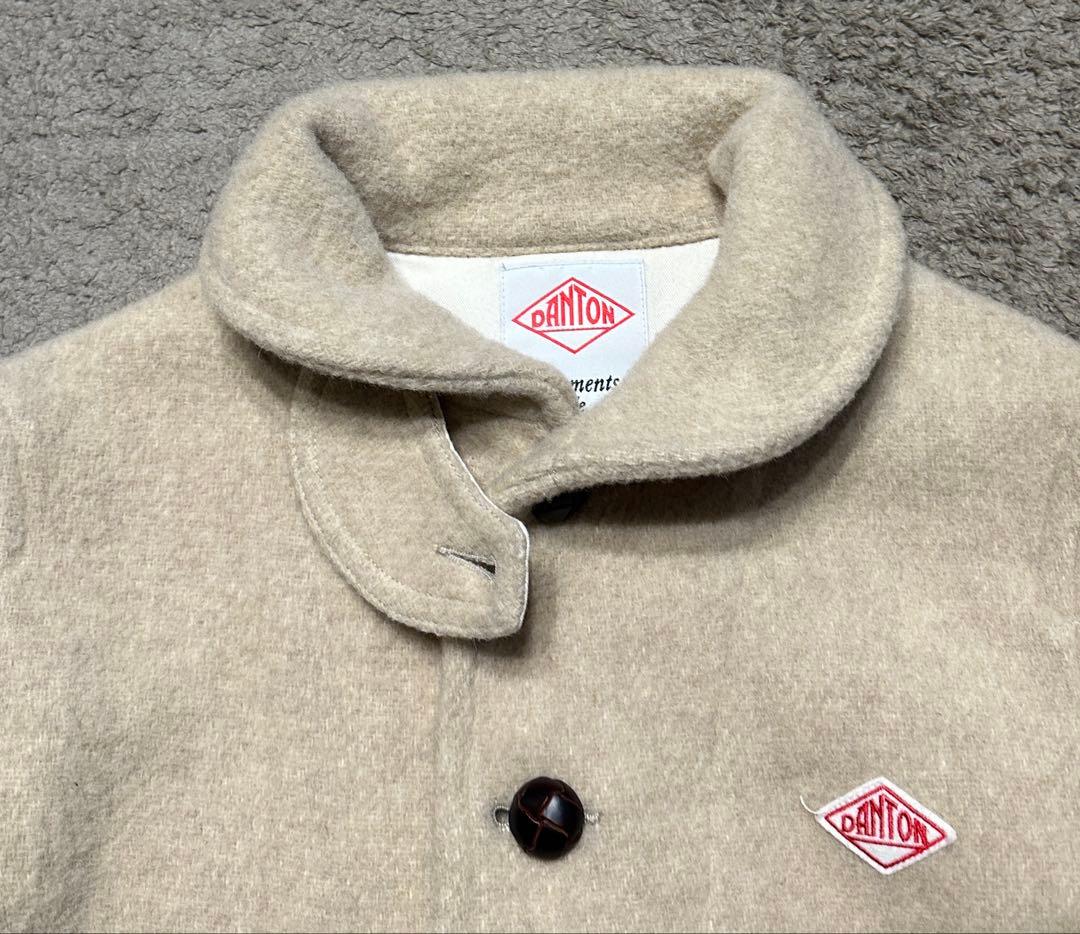 DANTON/ダントン　ウールラウンドカラージャケット　コート　38　ベージュ