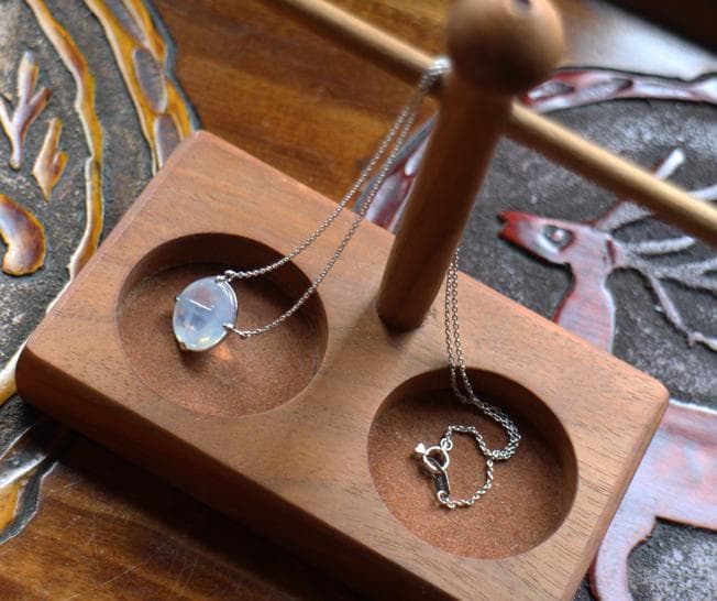 ★スタージュエリー★K18WGムーンストーンネックレス18金ホワイトゴールド