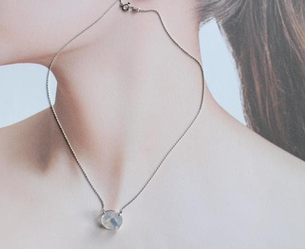 ★スタージュエリー★K18WGムーンストーンネックレス18金ホワイトゴールド