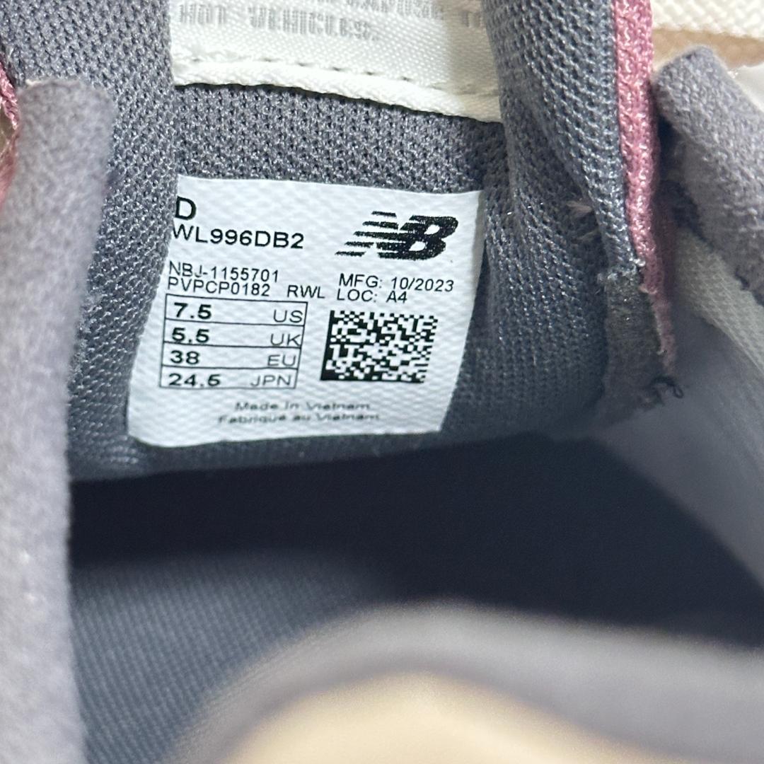タグ付 ニューバランス WL996DB2 スエード×メッシュスニーカー 24.5