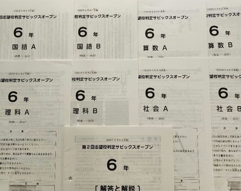 【最新版】2025年度 SAPIX 6年 マンスリー　組分け復習テスト　欠番なし