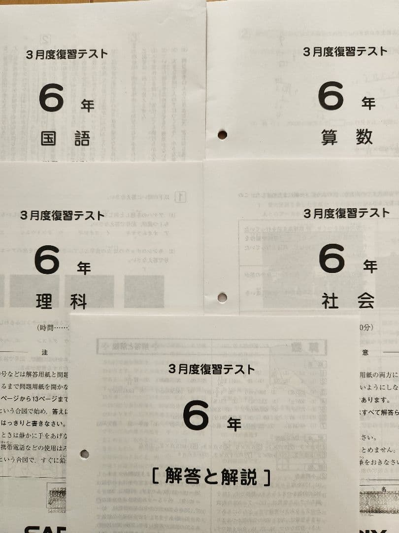 【最新版】2025年度 SAPIX 6年 マンスリー　組分け復習テスト　欠番なし