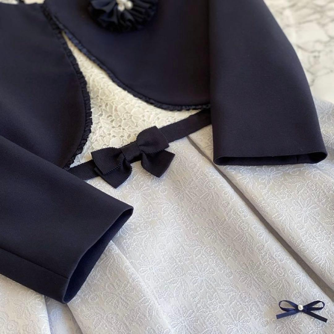 大人気！清楚ネイビー×リボン120 入学 卒園 ⋈女の子 フォーマル ランドセル