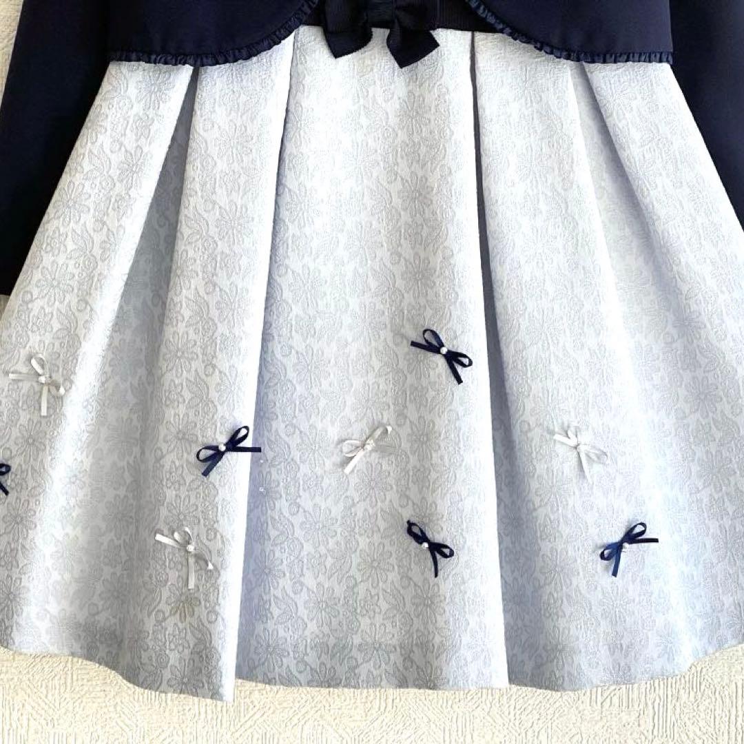 大人気！清楚ネイビー×リボン120 入学 卒園 ⋈女の子 フォーマル ランドセル