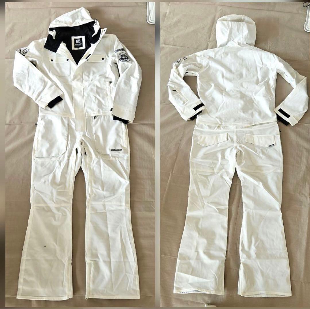 【レア・美品】GSOU スノーボードウェア スキー 白 つなぎ メンズL