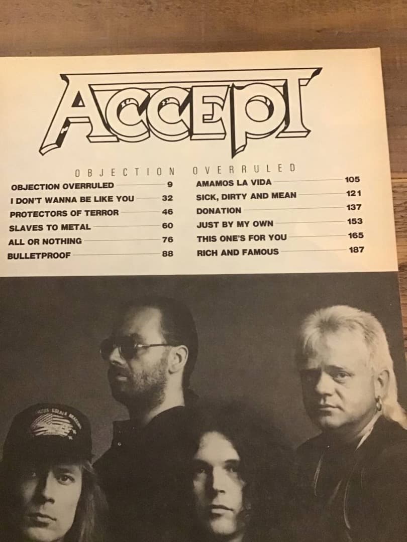 ★楽譜/アクセプト/オブジェクションオーヴァールールド/タブ譜/バンドスコア