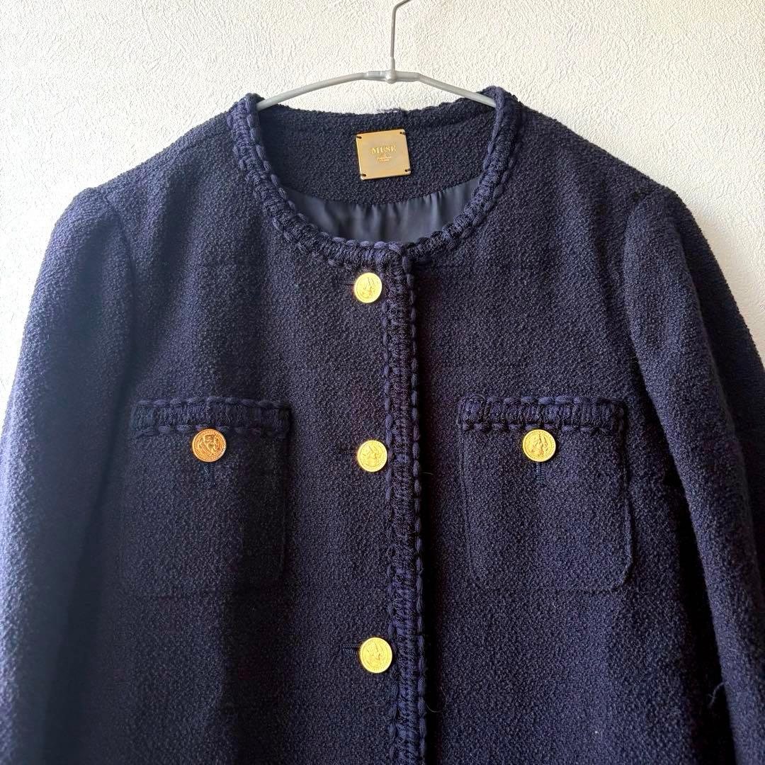 美品✨MUSE de Deuxieme Classeノーカラーツイードジャケット