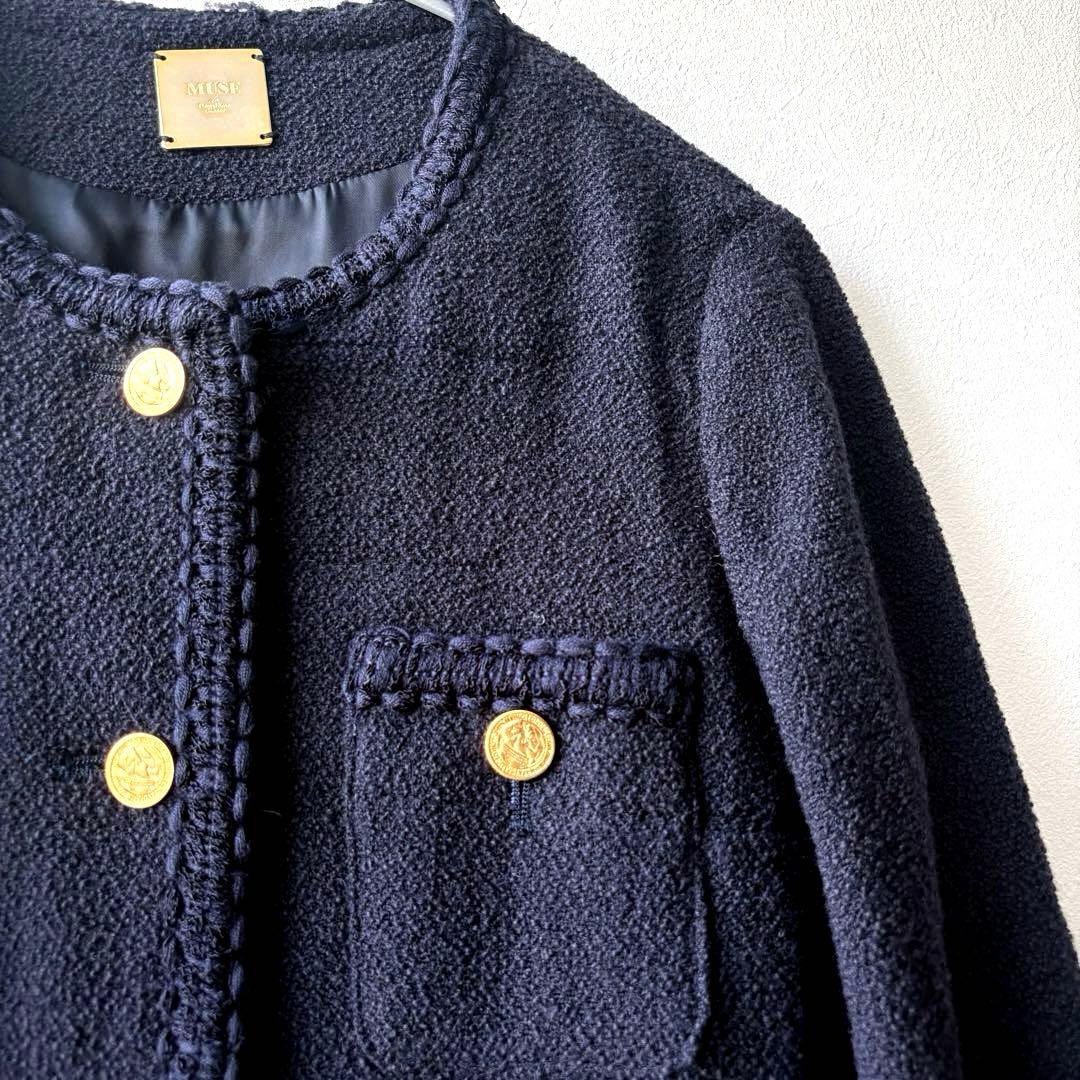 美品✨MUSE de Deuxieme Classeノーカラーツイードジャケット