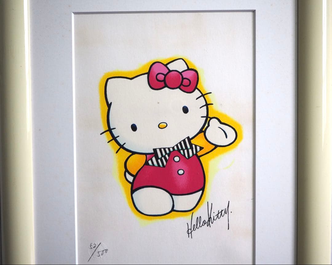 真作■ハローキティ シルクスクリーン 版画■絵画 サンリオ ディズニー マイメロ