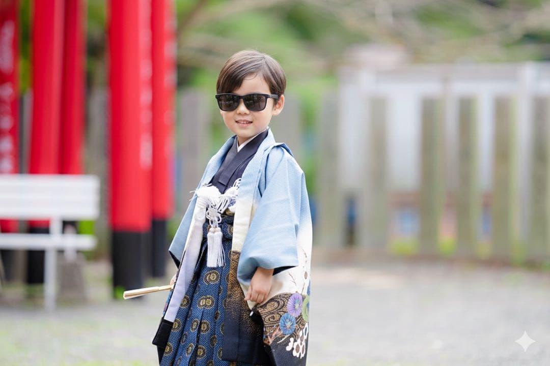 m*e様 七五三 子供用 着物 武士の鎧刺繍
