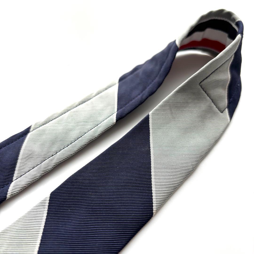 ꧁美品꧂ トムブラウン ネクタイ ナロータイ ストライプ トリコロール グレー