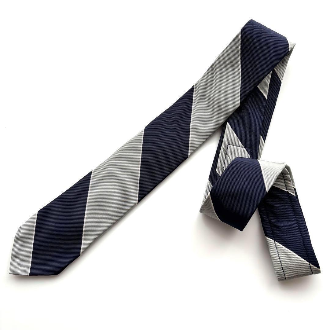 ꧁美品꧂ トムブラウン ネクタイ ナロータイ ストライプ トリコロール グレー