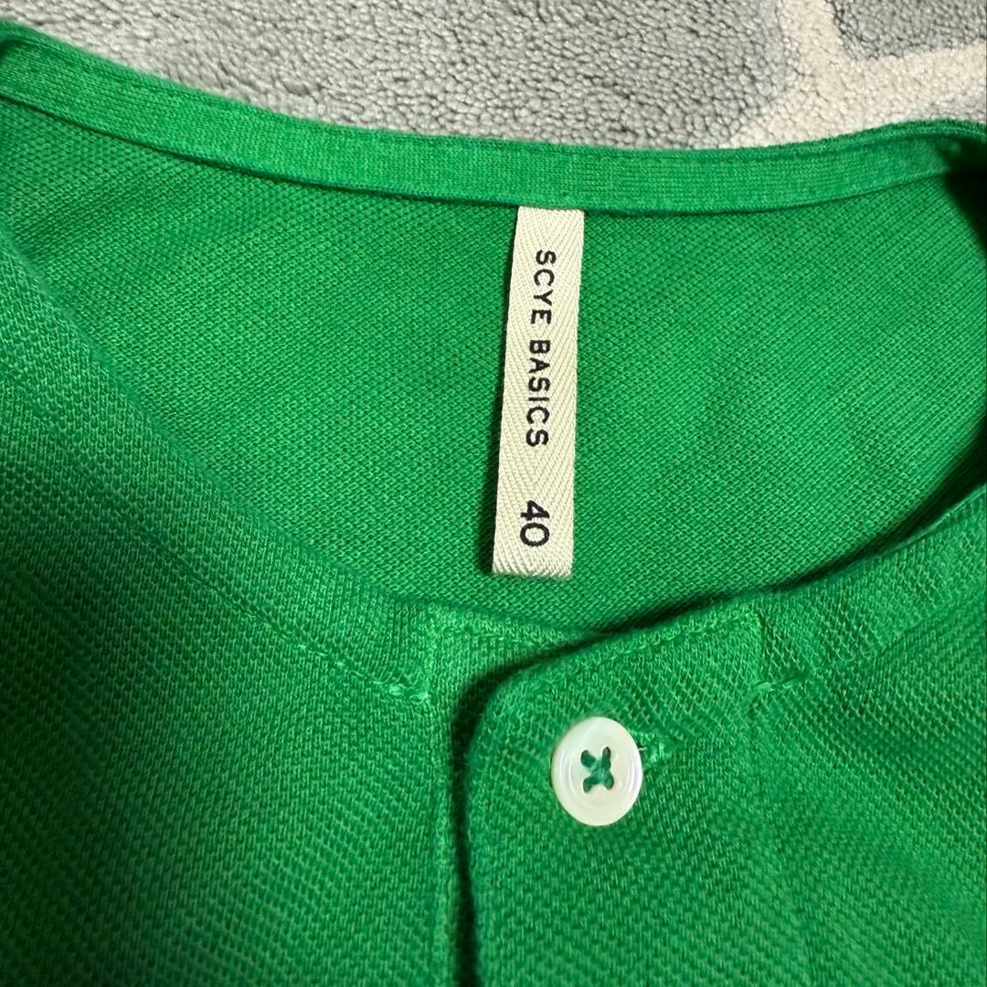 Scye×eclat 【宮崎桃代さん別注】ヘンリーネック ポロシャツ グリーン