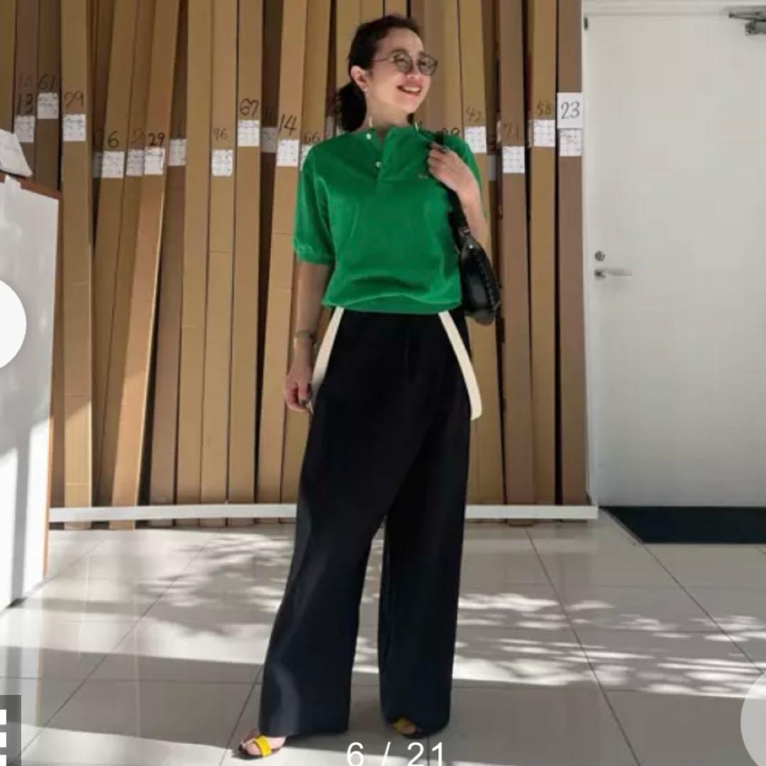 Scye×eclat 【宮崎桃代さん別注】ヘンリーネック ポロシャツ グリーン