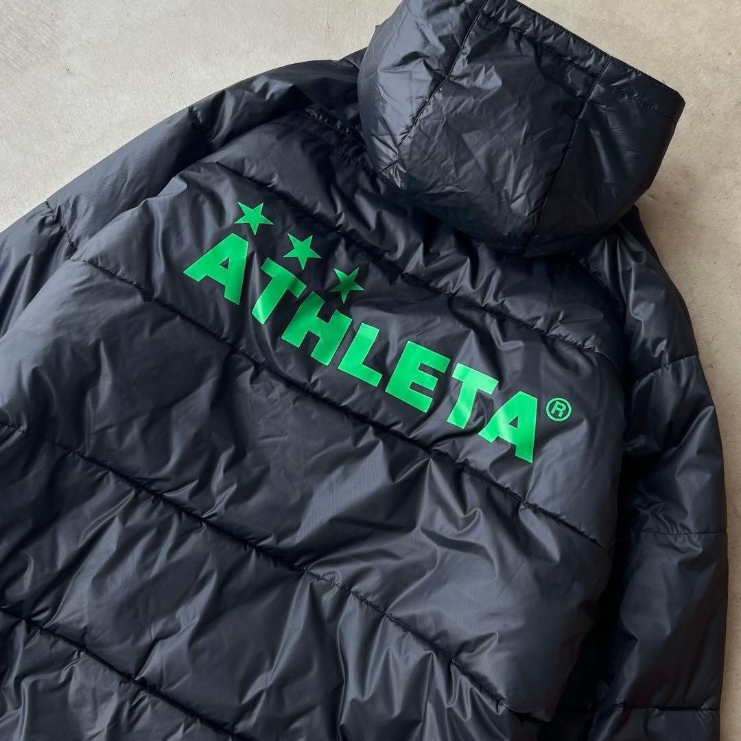 【ATHLETA】アスレタ　ベンチコート　M　黒　緑　ヴェルディカラー