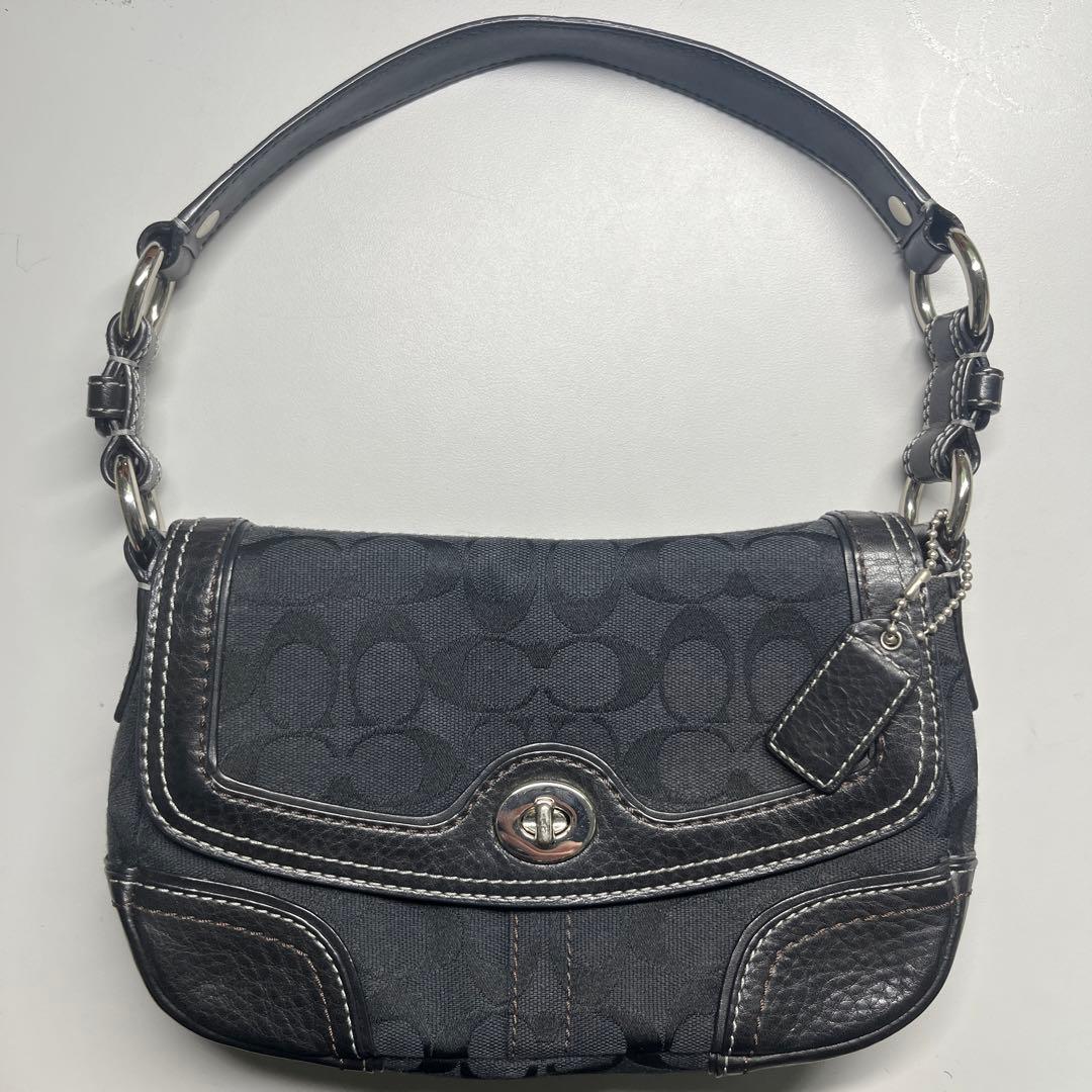 コーチ　ワンショルダー　シグネチャー　ターンロック　y2k バッグ