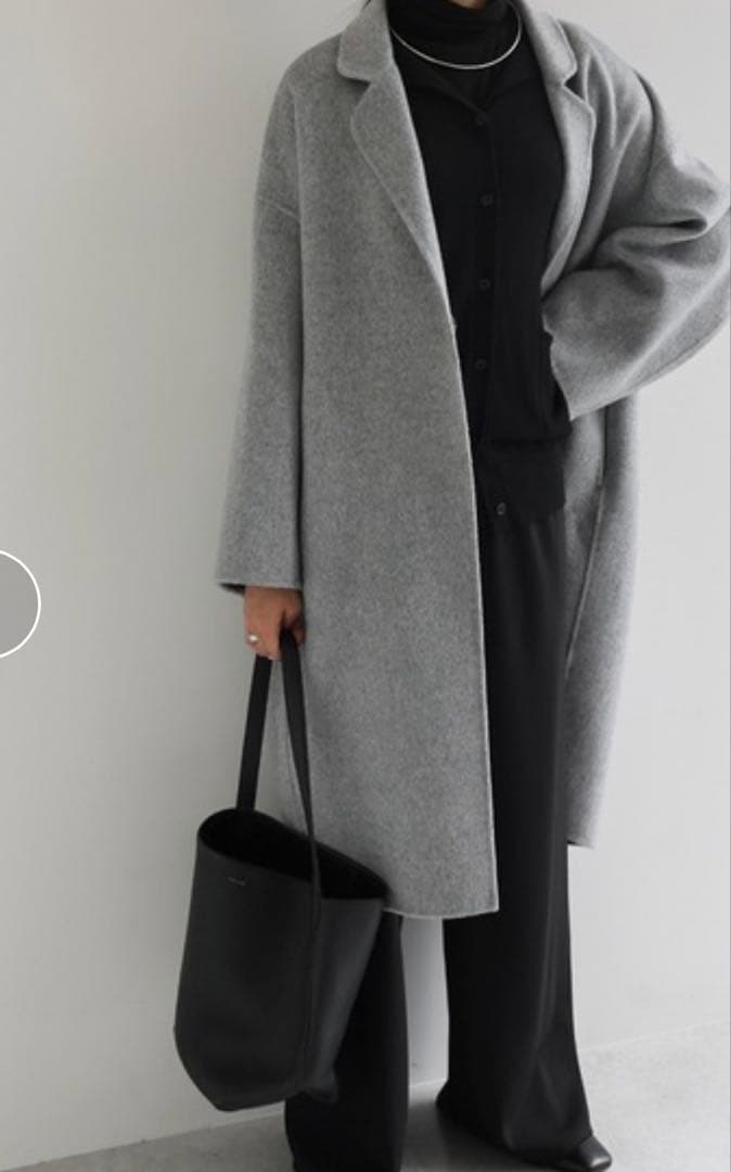 evernavy リバーロングコクーンコート ライトグレー ＭＴ