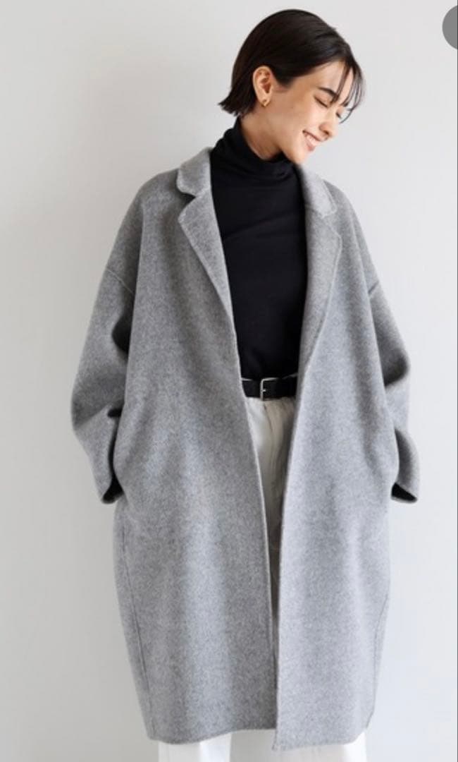 evernavy リバーロングコクーンコート ライトグレー ＭＴ