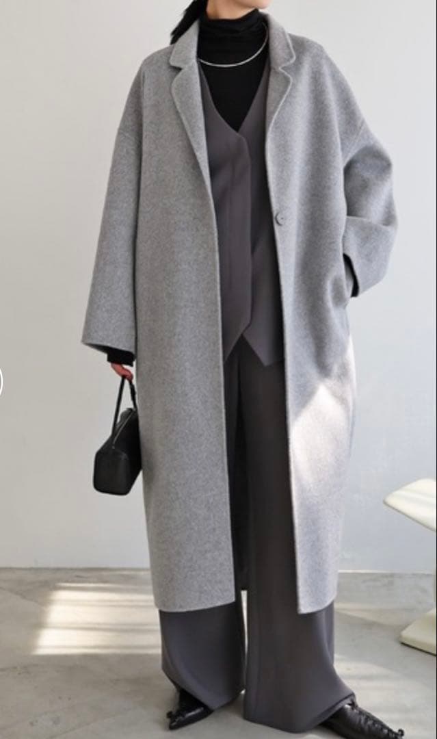 evernavy リバーロングコクーンコート ライトグレー ＭＴ