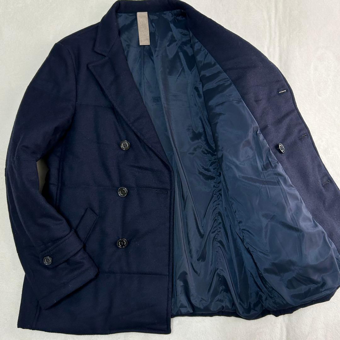 美品イレブンティ フランネルウール ダブルブレストピーコート48 L イタリア製