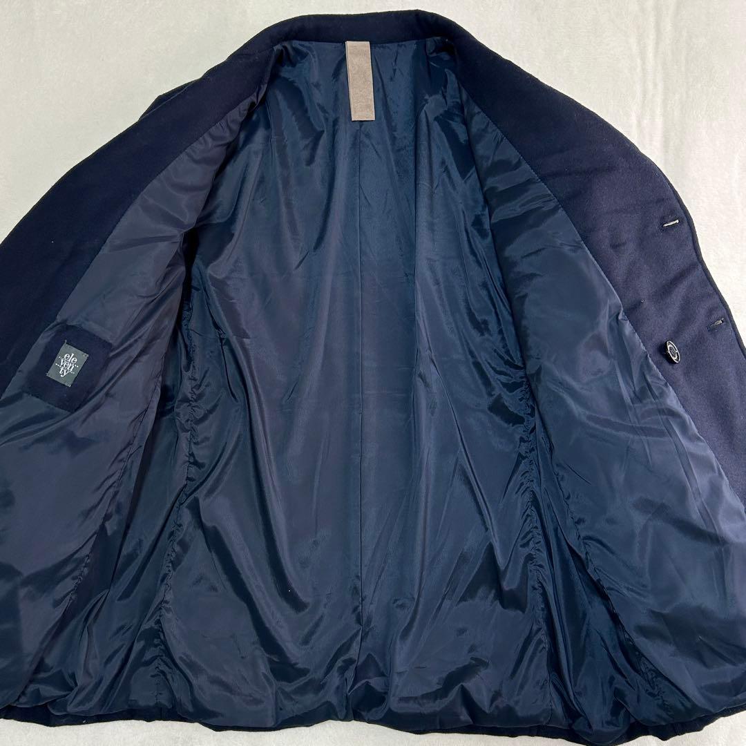 美品イレブンティ フランネルウール ダブルブレストピーコート48 L イタリア製