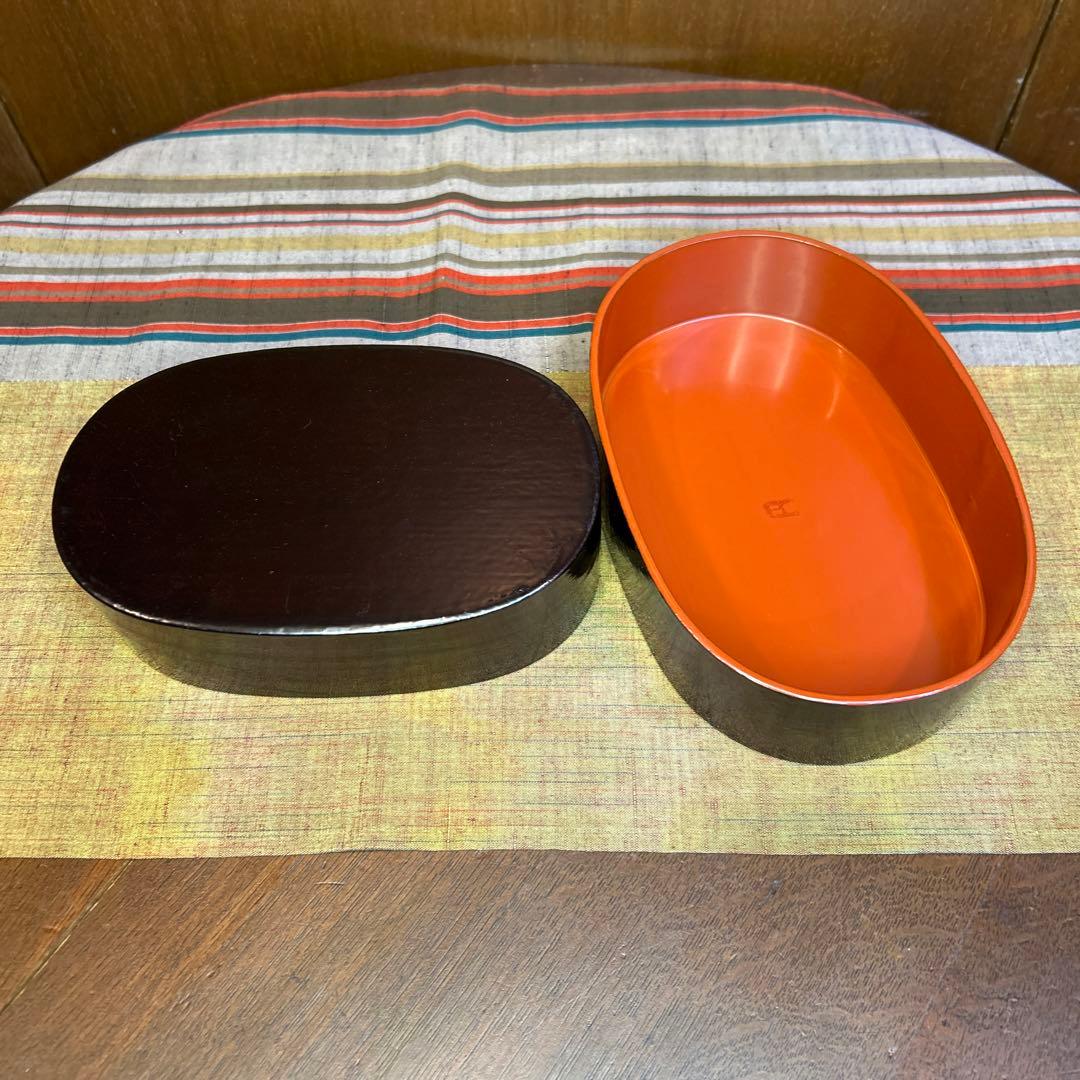 登根　円作　漆器　重箱/塗箱　黒地に赤と金の文様